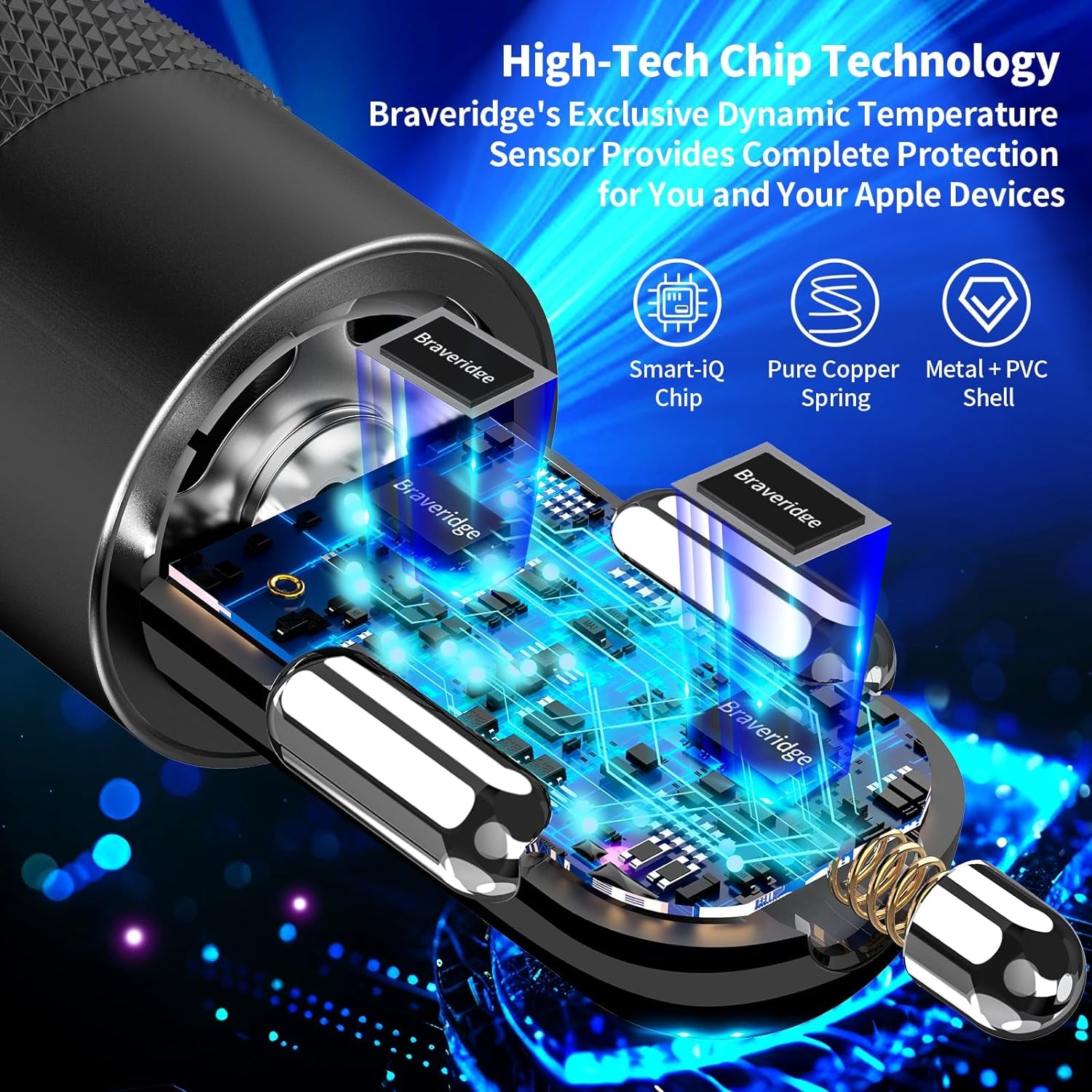 【Mfi Certified】Iphone 16 Car Charger Fast Charging,  75W USB-C PD&QC Car Power Cigarette Lighter USB Car Charger + 6FT Type-C Coiled Cable for Iphone 16 Pro Max/15 Pro, Galaxy S24/S23, Pixel