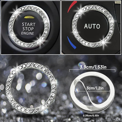 8 Pcs Bling Car Accessories Set for Women, Bling Rhinestone Diamond Steering Wheel Cover, Sparkly Seat Belt Covers, Bling Gear Shift Cover, Universal Fit Most Cars (Silver Diamond)