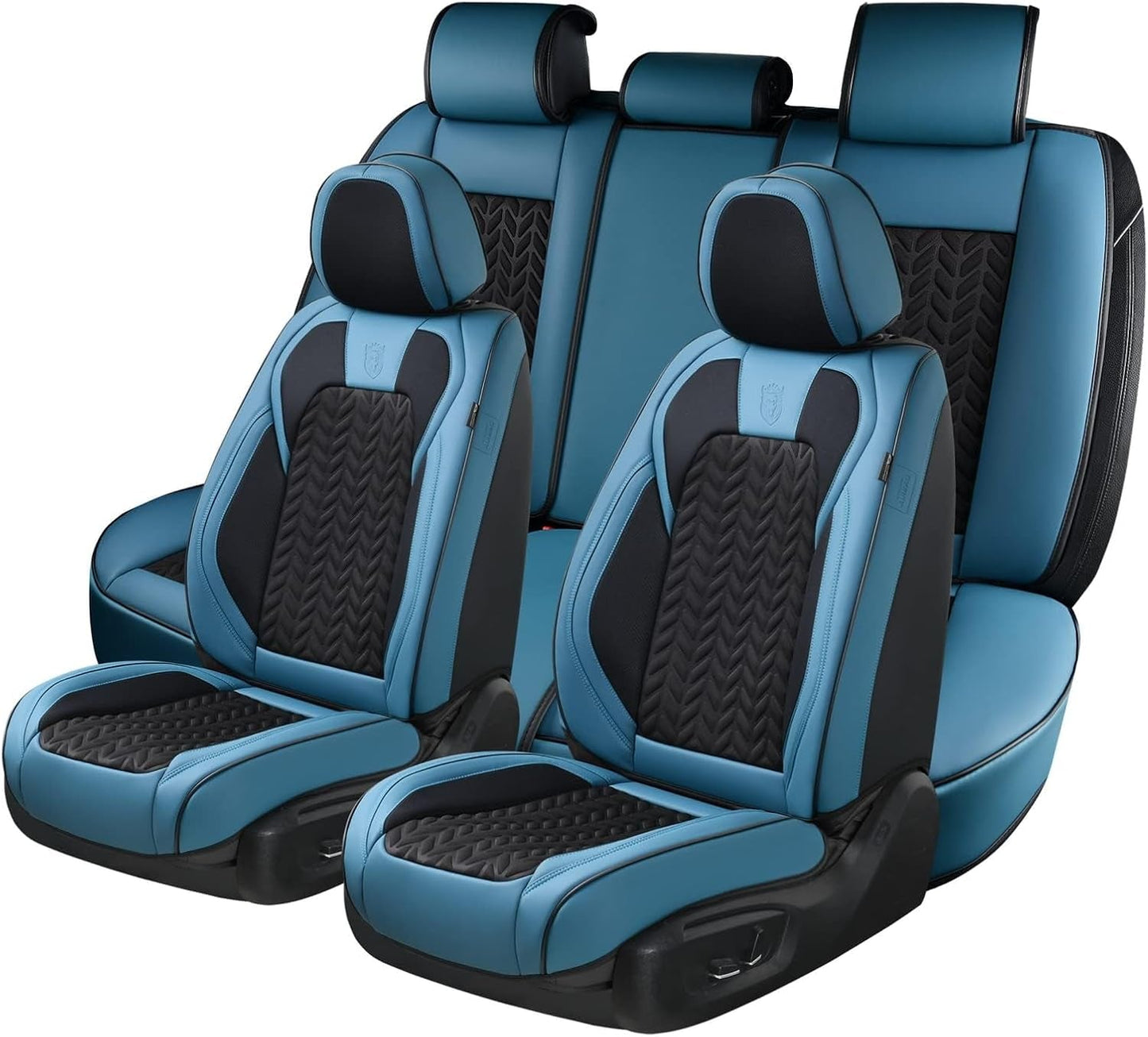 Seat Covers Full Set, 5 Seats Breathable Faux Leather Seat Covers for Cars, Car Seat Cover Winter, Car Seat Protector Car Seat Cushion, Automotive Seat Cover Universal Fit Most Vehicles, Blue
