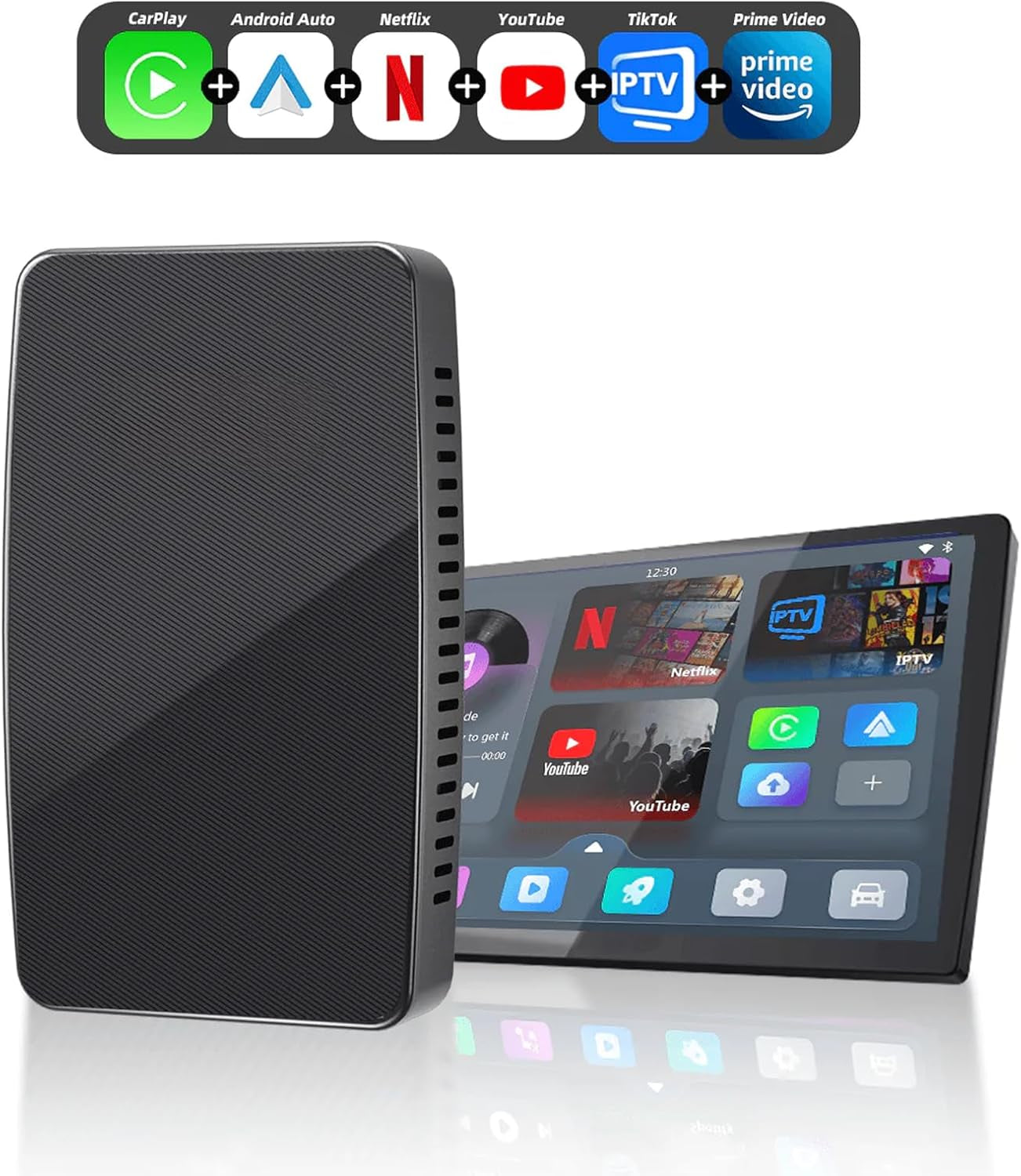 Pairr Max Pro-Netflix Youtube IPTV Wireless Carplay/Android Auto Car Box, Wireless Carplay Adapter for Apple Iphone & Android Auto for Cars, Plug and Play Easy Setup Automatic Reconnect (Black)