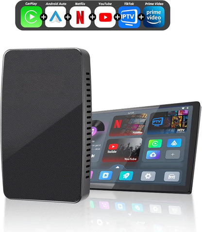 Pairr Max Pro-Netflix Youtube IPTV Wireless Carplay/Android Auto Car Box, Wireless Carplay Adapter for Apple Iphone & Android Auto for Cars, Plug and Play Easy Setup Automatic Reconnect (Black)