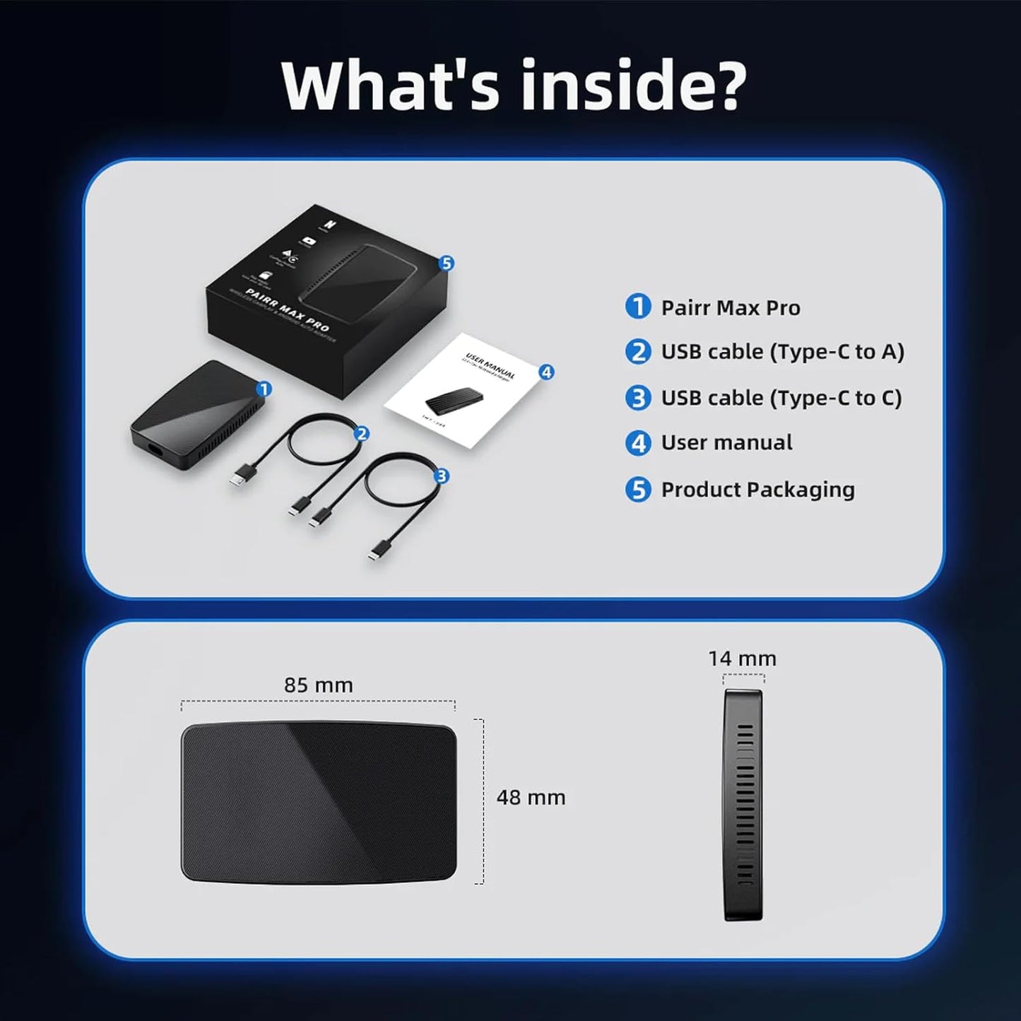 Pairr Max Pro-Netflix Youtube IPTV Wireless Carplay/Android Auto Car Box, Wireless Carplay Adapter for Apple Iphone & Android Auto for Cars, Plug and Play Easy Setup Automatic Reconnect (Black)