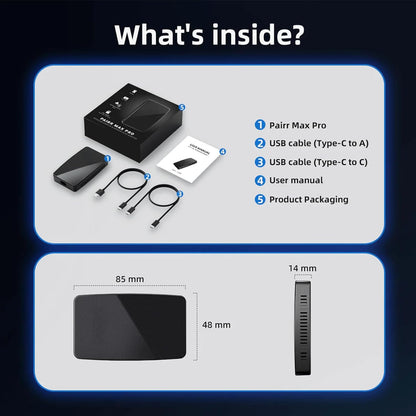 Pairr Max Pro-Netflix Youtube IPTV Wireless Carplay/Android Auto Car Box, Wireless Carplay Adapter for Apple Iphone & Android Auto for Cars, Plug and Play Easy Setup Automatic Reconnect (Black)