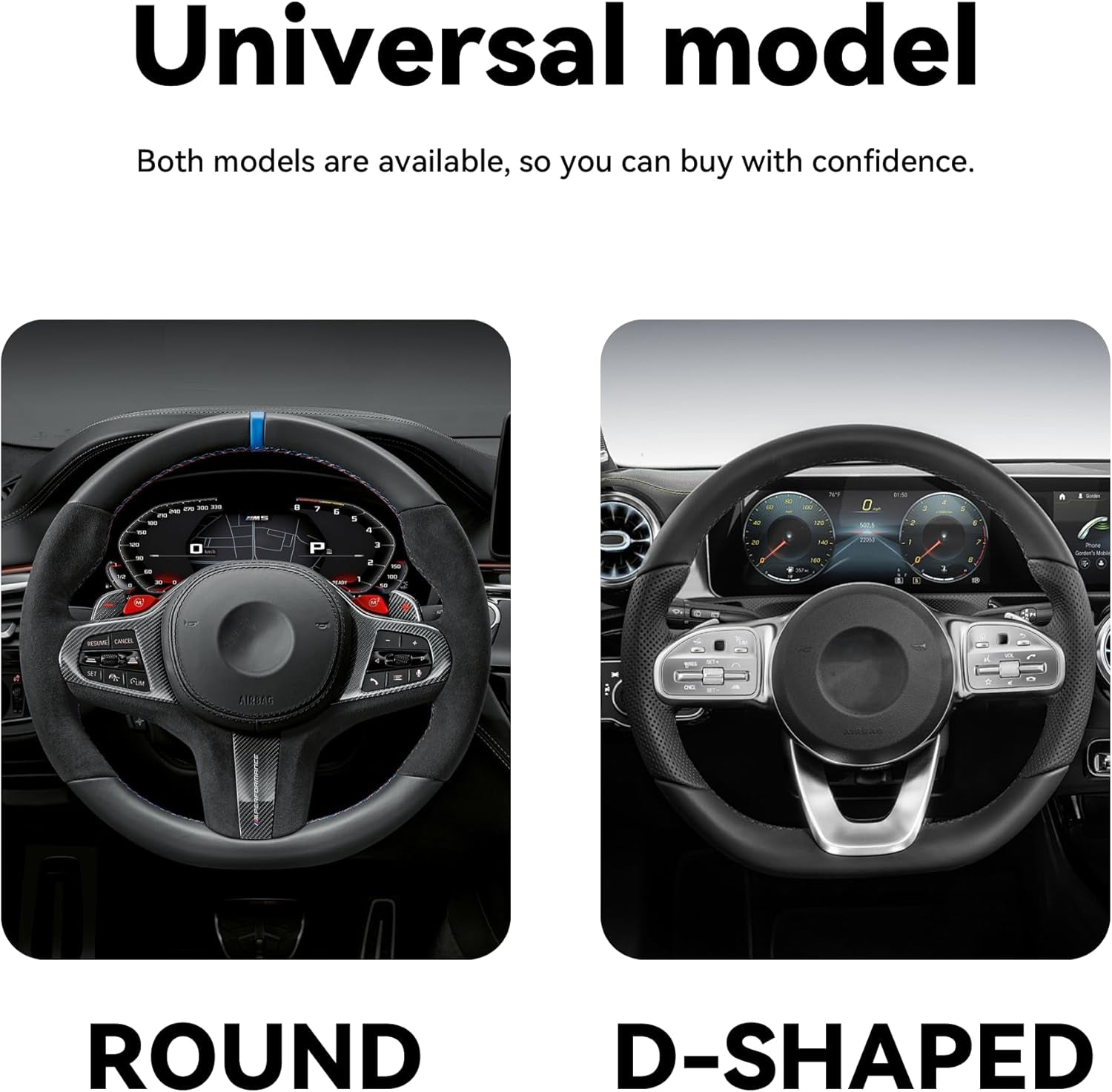 Car Steering Wheel Cover, 15 Inch Carbon Fiber Microfiber PU Leather Elastic Steering Wheel Protector for Men Women, Anti-Slip Breathable Car Interior Accessories for Most Cars (Blue)