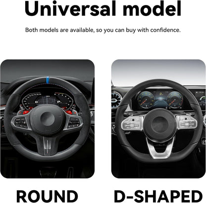 Car Steering Wheel Cover, 15 Inch Carbon Fiber Microfiber PU Leather Elastic Steering Wheel Protector for Men Women, Anti-Slip Breathable Car Interior Accessories for Most Cars (Blue)