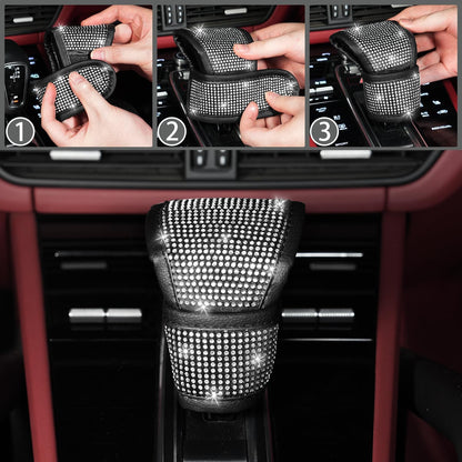 8 Pcs Bling Car Accessories Set for Women, Bling Rhinestone Diamond Steering Wheel Cover, Sparkly Seat Belt Covers, Bling Gear Shift Cover, Universal Fit Most Cars (Silver Diamond)
