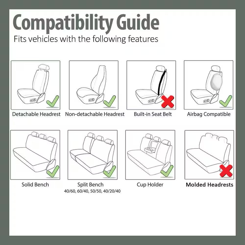 Fabric 47 In. X 23 In. X 1 In. Full Set Sports Car Seat Covers