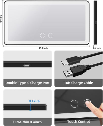 Upgrade Car Sun Visor Vanity Mirror with 3 Light Modes & 80 Leds,Rechargeable Big Makeup Mirror - Dimmable Touch Control, Light up Mirror Universal for Truck SUV