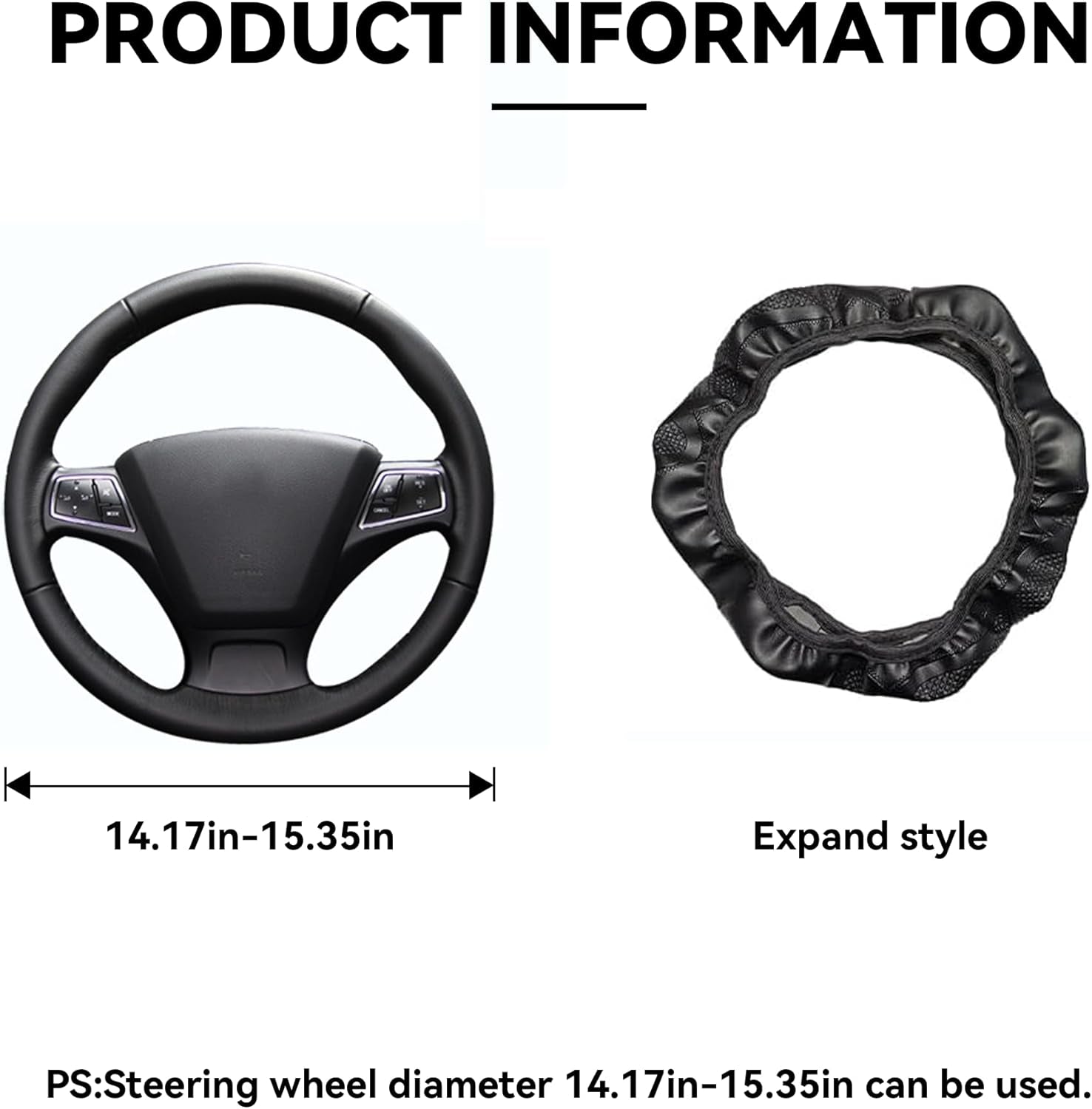 Car Steering Wheel Cover, 15 Inch Carbon Fiber Microfiber PU Leather Elastic Steering Wheel Protector for Men Women, Anti-Slip Breathable Car Interior Accessories for Most Cars (Blue)