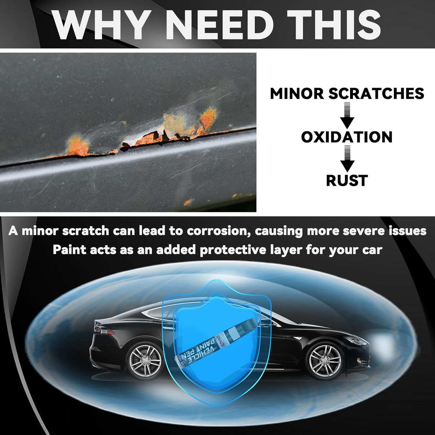 Black Touch up Paint for Cars - Color Accurate, Professional Automotive Scratch Repair, Lasting Auto Scratch Remover, Quick Drying, Easy to Use, Safe and Non-Toxic