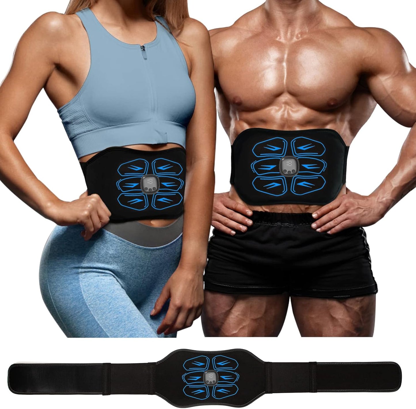 EMS Ab Stimulator Belt – Home/Office Use (Blue)