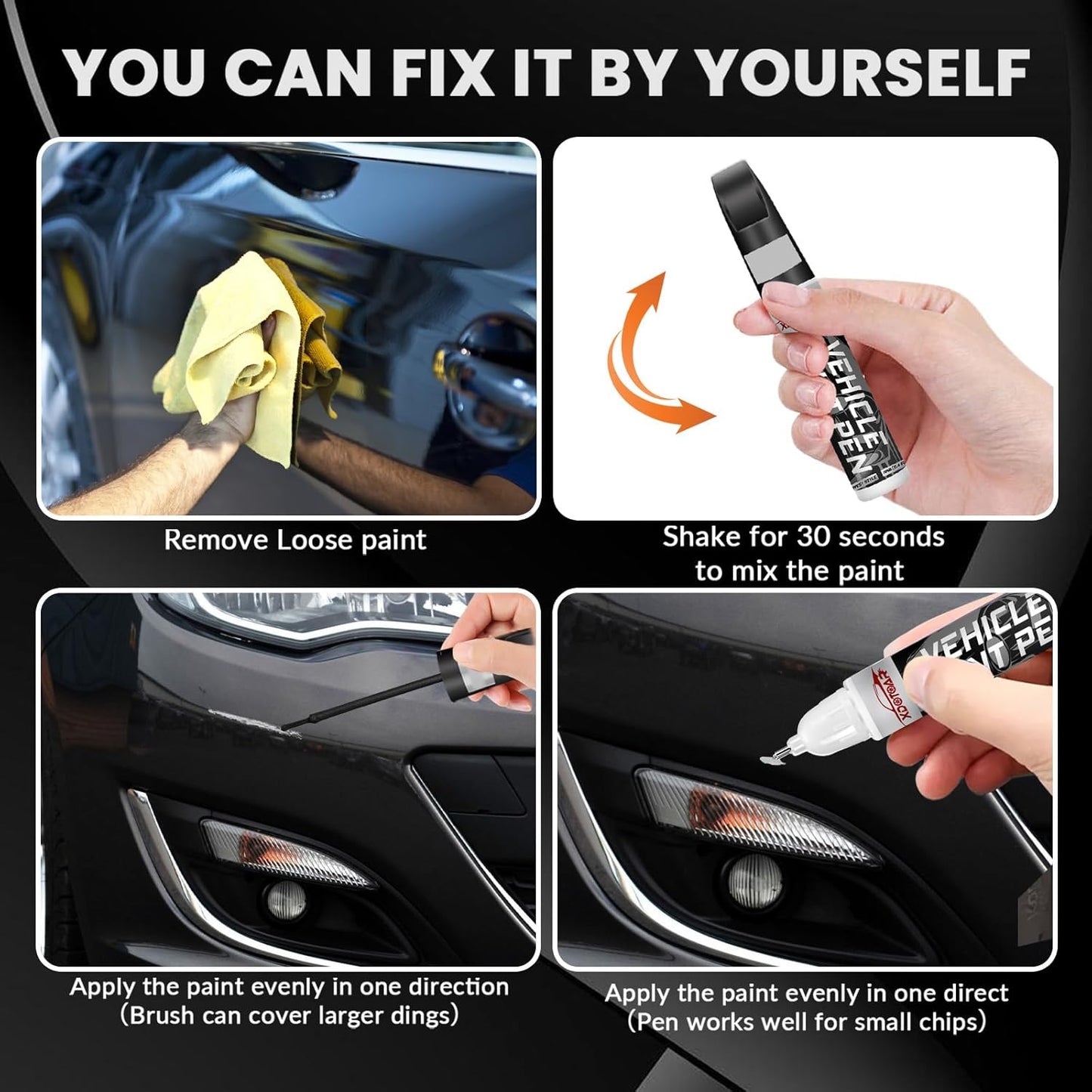 Black Touch up Paint for Cars - Color Accurate, Professional Automotive Scratch Repair, Lasting Auto Scratch Remover, Quick Drying, Easy to Use, Safe and Non-Toxic