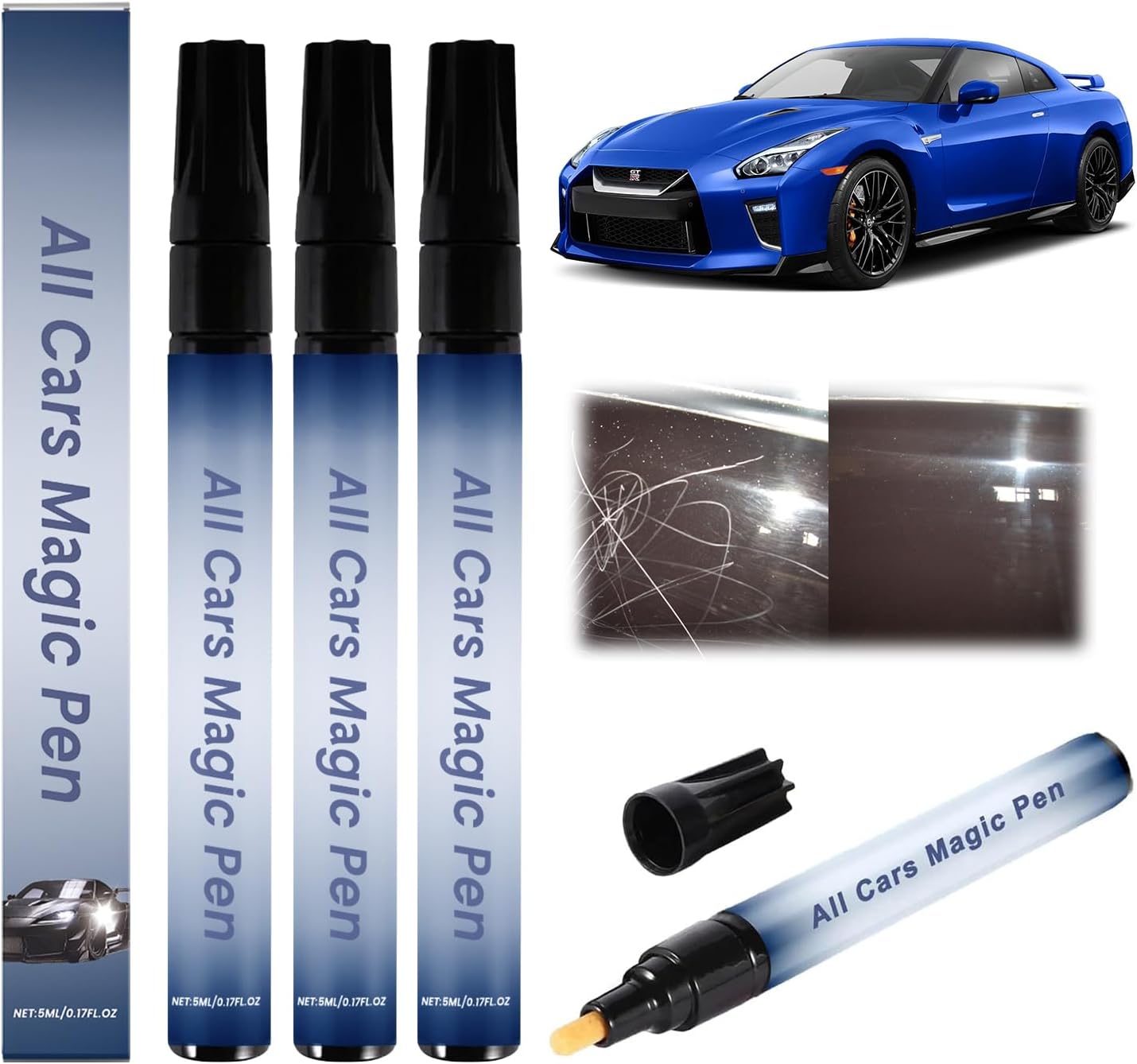 3PCS All Cars Magic Pen,Car Scratch Repair Pen Set, Quick Fix for Scratches and Paint Damage,Fits All Car Colors