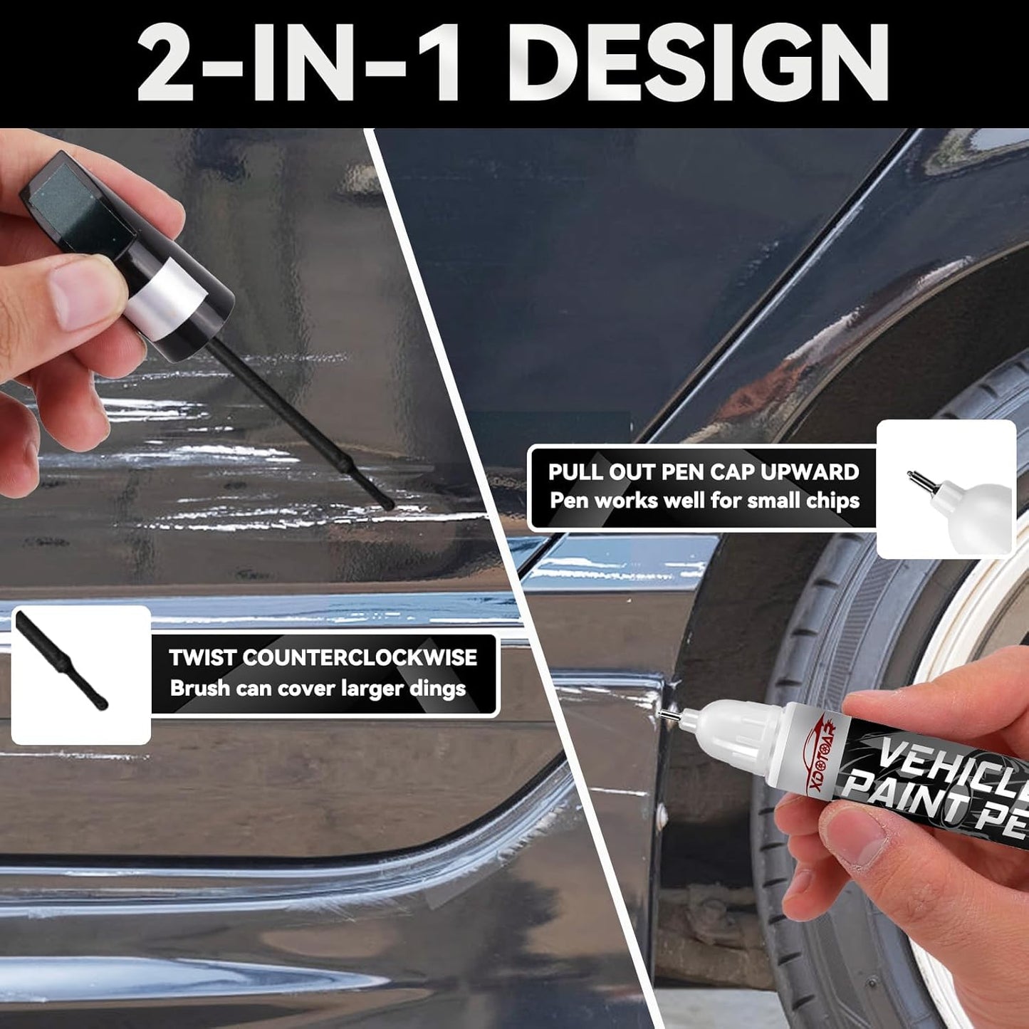 Black Touch up Paint for Cars - Color Accurate, Professional Automotive Scratch Repair, Lasting Auto Scratch Remover, Quick Drying, Easy to Use, Safe and Non-Toxic