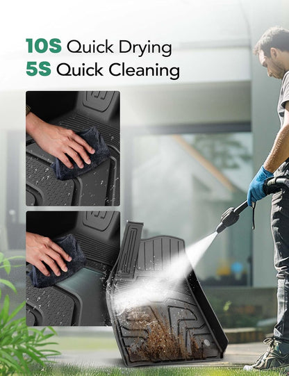 Floor Mats Fit Tesla Model Y 2025 2024 2023 2022 2021 2020 All Weather TPE Frunk Trunk Cargo Liner, Front & Rear Storage Mats, Model Y Accessories for 5-Seat, Full Set Black Floor Mats