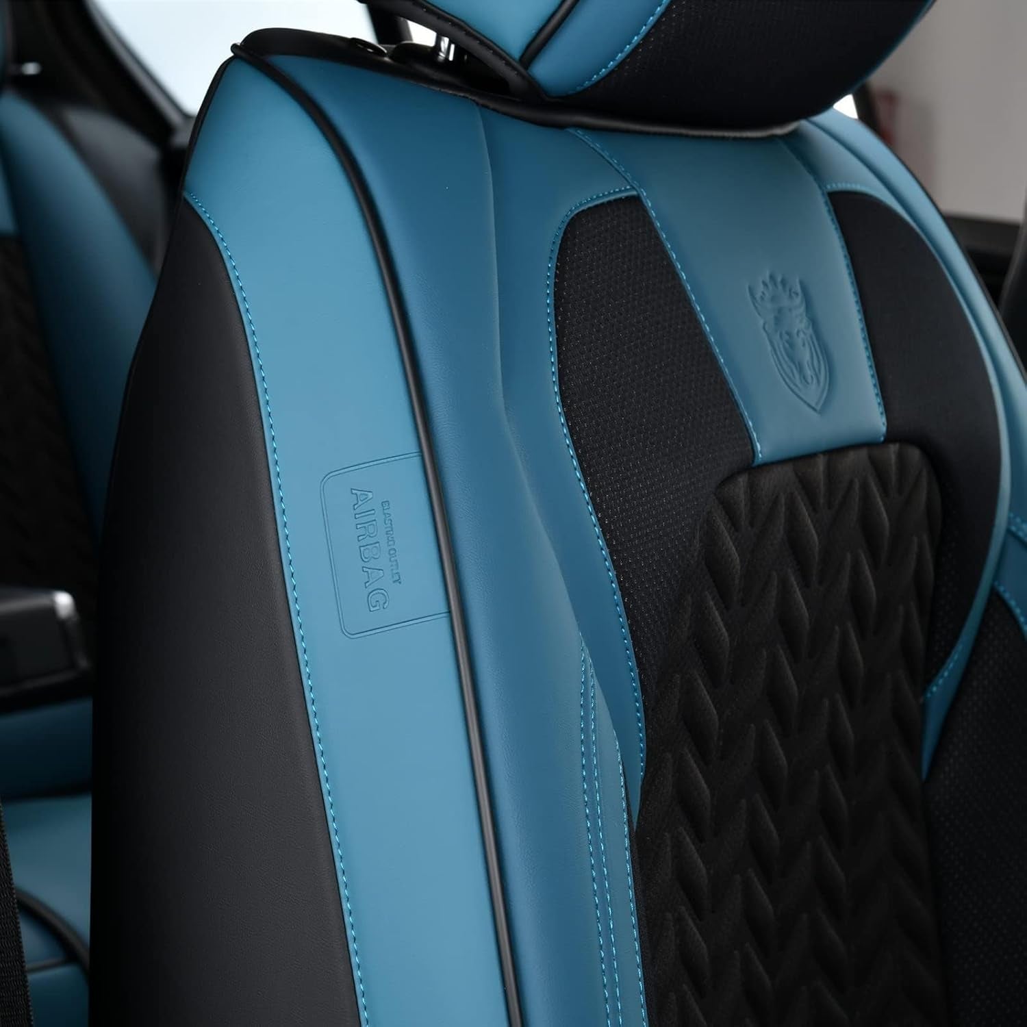 Seat Covers Full Set, 5 Seats Breathable Faux Leather Seat Covers for Cars, Car Seat Cover Winter, Car Seat Protector Car Seat Cushion, Automotive Seat Cover Universal Fit Most Vehicles, Blue