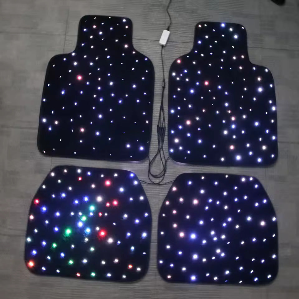Fiber Optic Twinkle Stars Car Mats WaterProof Star Light Car LED Rugs With APP Remote Control Light Effect