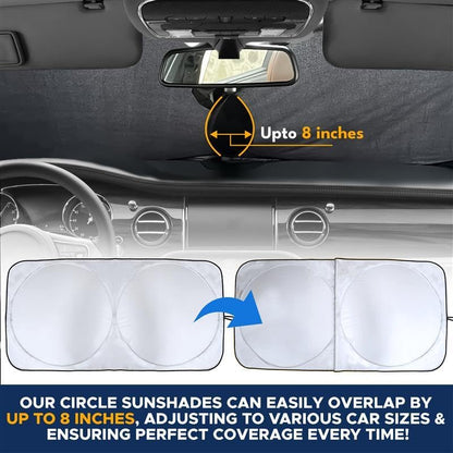 Car Windshield Sun Shade | Reflective Sunshade for Ultimate Protection | Overlapping Design | 240T Polyester | Fits Small Sedans, Mini Suvs, Hatchbacks | Medium (64X32 Inches)