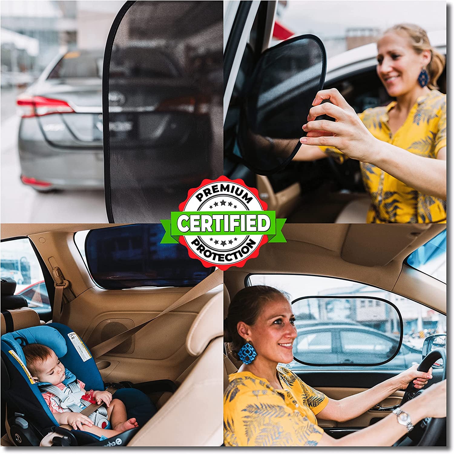 Car Window Shade (4Pack)-The Only Certified Car Window Sun Shade for Baby Proven to Block 99.95% UVR - Mom'S Choice Gold Award - Car Seat Sun Protection - Standard