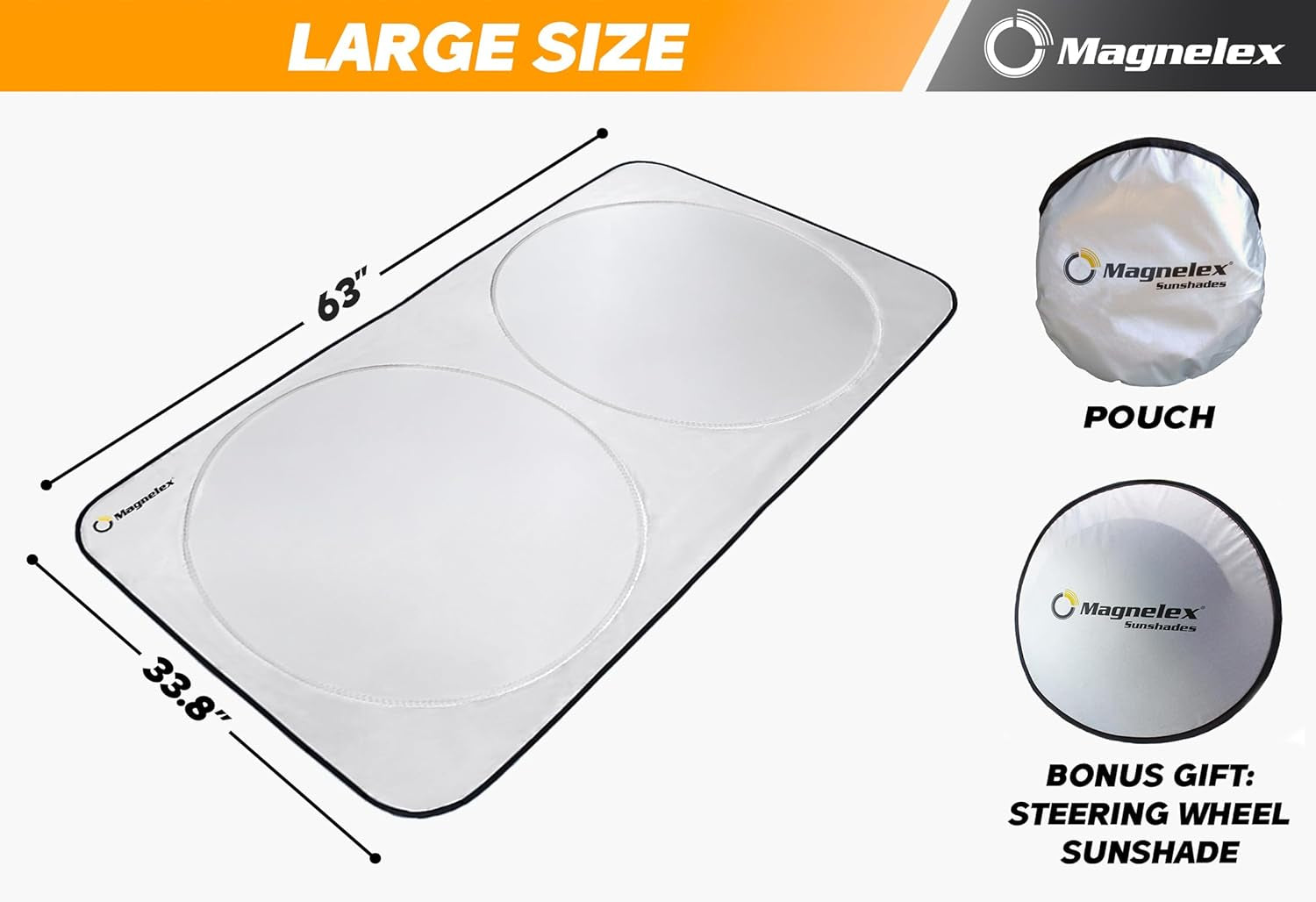 Car Windshield Sunshade | Innovative No-Light-Pass Technology for Maximum Protection | Foldable Sun Shade Keeps Your Vehicle Cool | Fit for Cars, Trucks, and Suvs | Large (63 X 33.8 In)